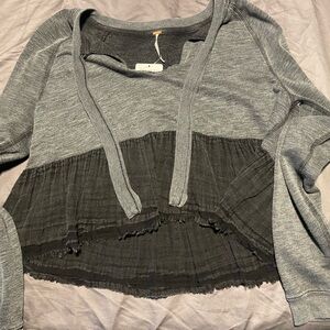 Free people gray and black pullover- brand new with tags: medium